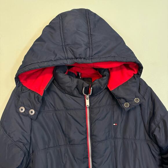 Tommy Hilfiger Jacket Youth Boys XL Blue Puffer Zip Hooded Fleece Lined Outdoor - Picture 4 of 10